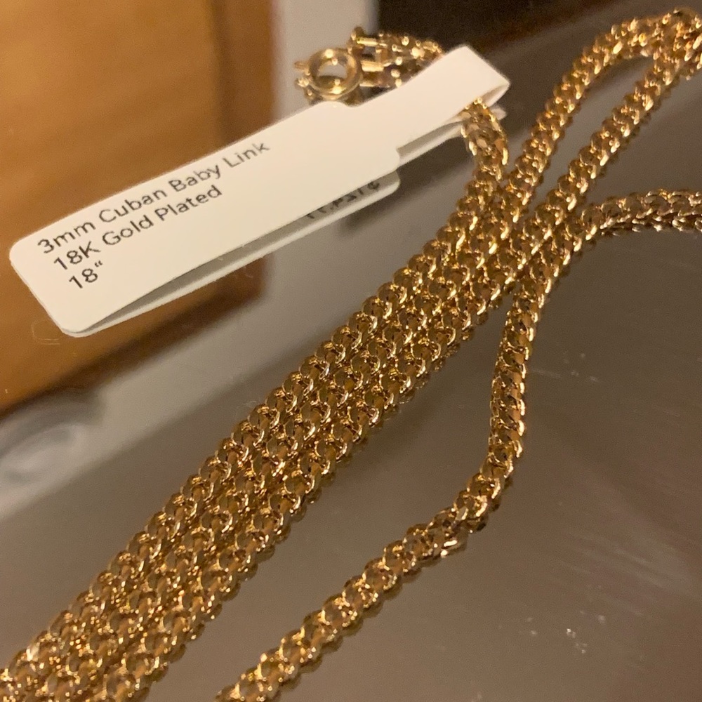 3mm Cuban Link Chain 18k Gold Plated 18“